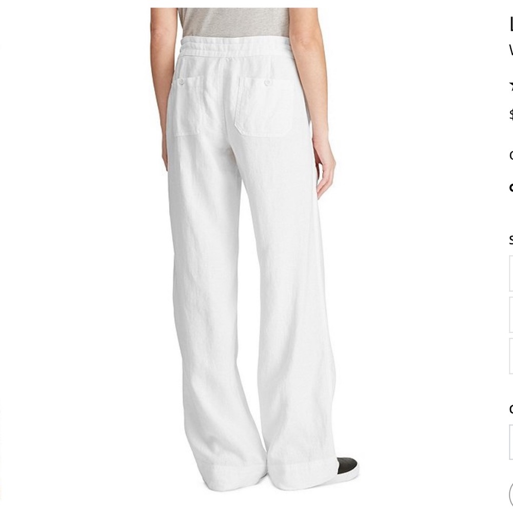 Wide Leg Drawstring Waist Linen Pants NWT - Picture 3 of 8